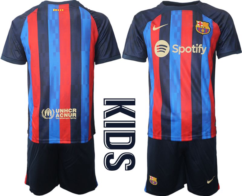 Youth 2022-2023 Club Barcelona home blue blank Soccer Jersey